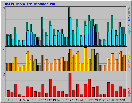 Daily usage for December 2013