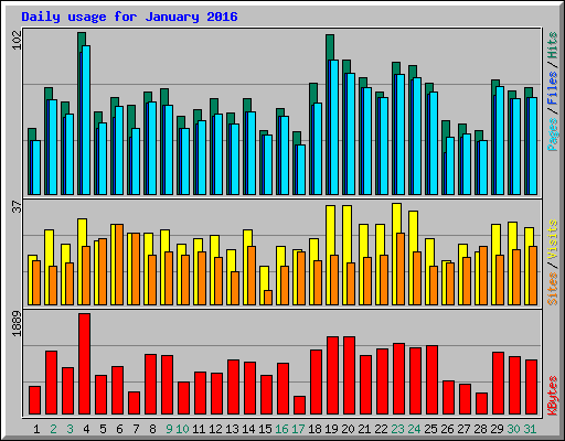 Daily usage for January 2016