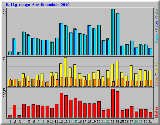 Daily usage for December 2019