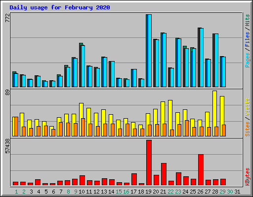 Daily usage for February 2020