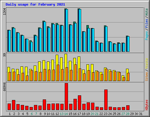 Daily usage for February 2021