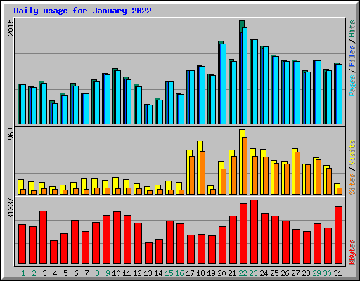 Daily usage for January 2022