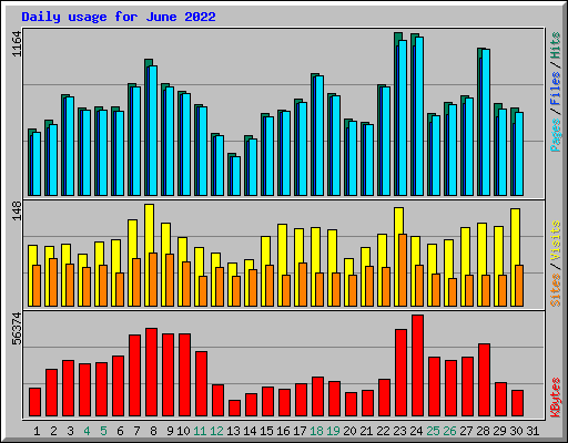 Daily usage for June 2022