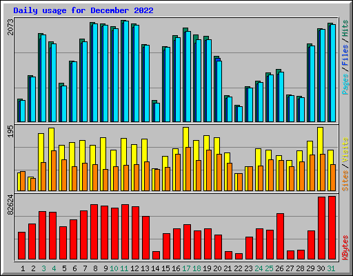 Daily usage for December 2022