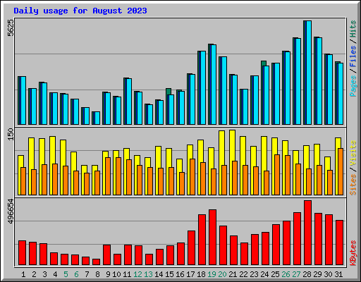 Daily usage for August 2023