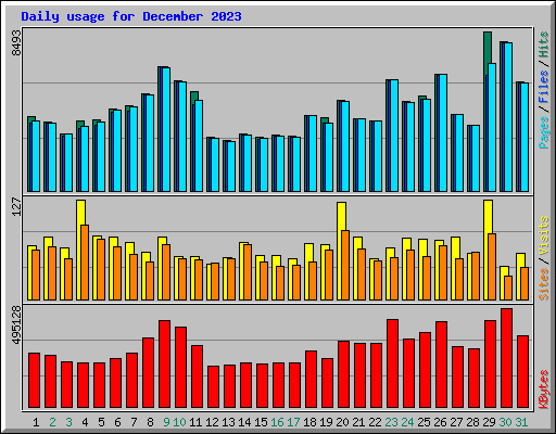 Daily usage for December 2023