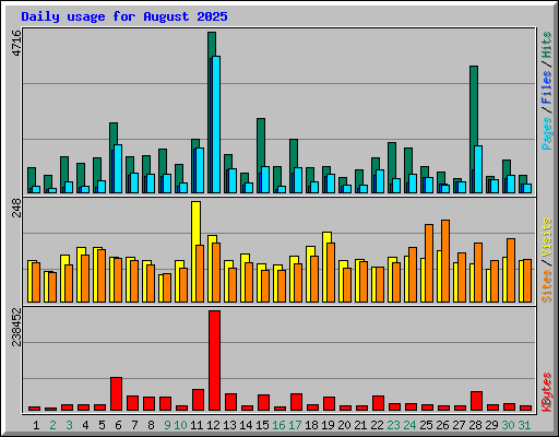 Daily usage for August 2025