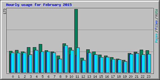 Hourly usage for February 2015