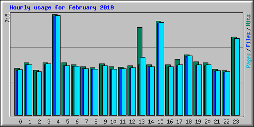 Hourly usage for February 2019