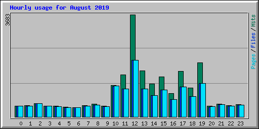 Hourly usage for August 2019