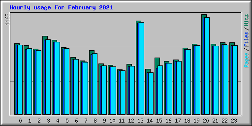 Hourly usage for February 2021